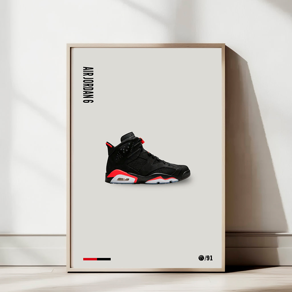 Air Jordan 6 Black Infrared Poster — Minimal Sneaker Art Print