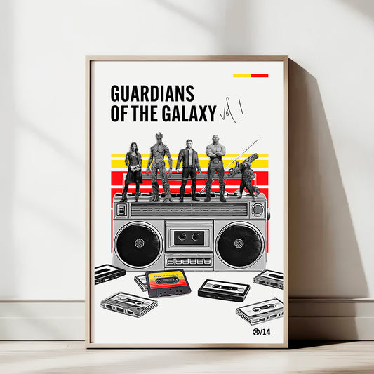 Minimal Guardians of the Galaxy Vol. 1 Art Print — Retro Cassette & Boombox Poster | Modern Pop Culture Wall Art | 11x17, 12x18, 16x24, 20x30, 24x36