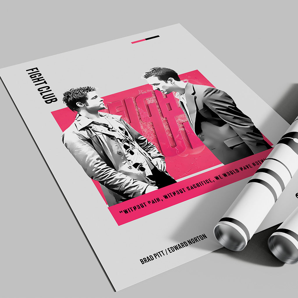 Fight Club Poster — Minimal Brad Pitt & Edward Norton Movie Art Print
