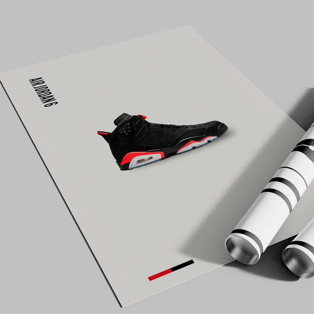 Air Jordan 6 Black Infrared Poster — Minimal Sneaker Art Print