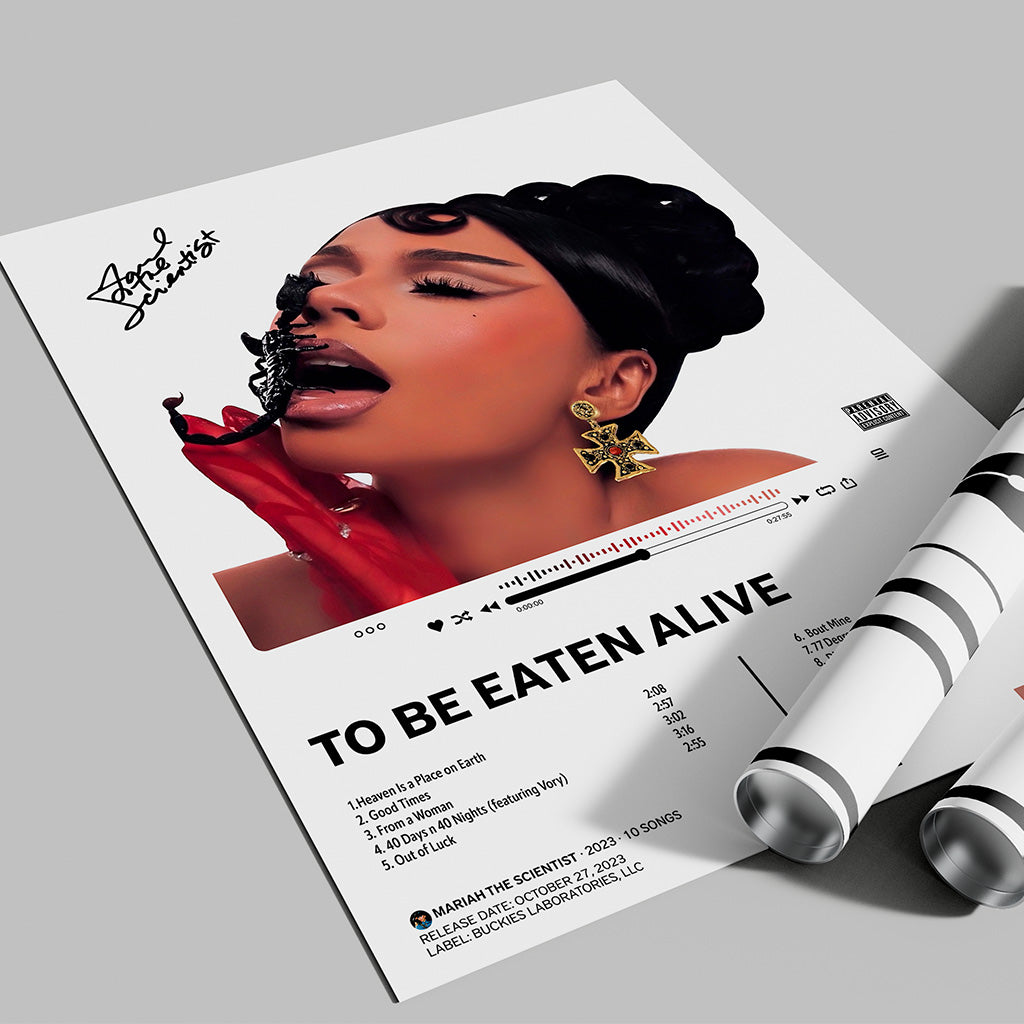 Mariah the Scientist To Be Eaten Alive Poster — Minimal Album Tracklist Art