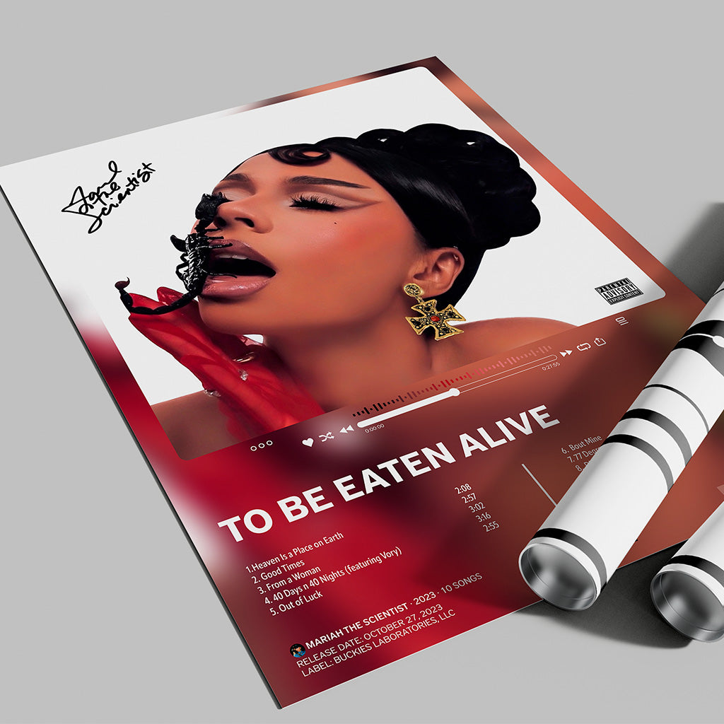 Mariah the Scientist To Be Eaten Alive Poster — Minimal Album Tracklist Art