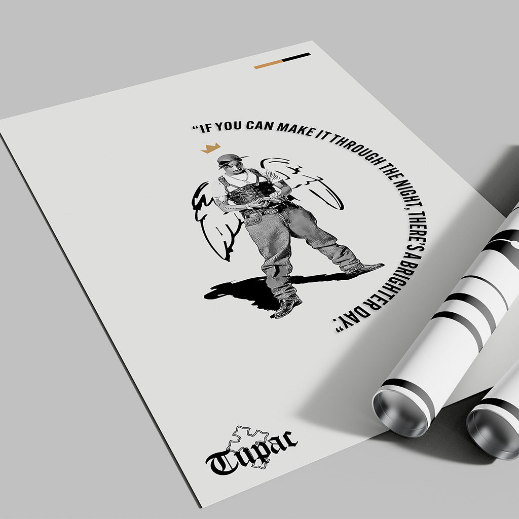 Tupac "Brighter Day" Quote Poster — Minimal Hip-Hop Art Print