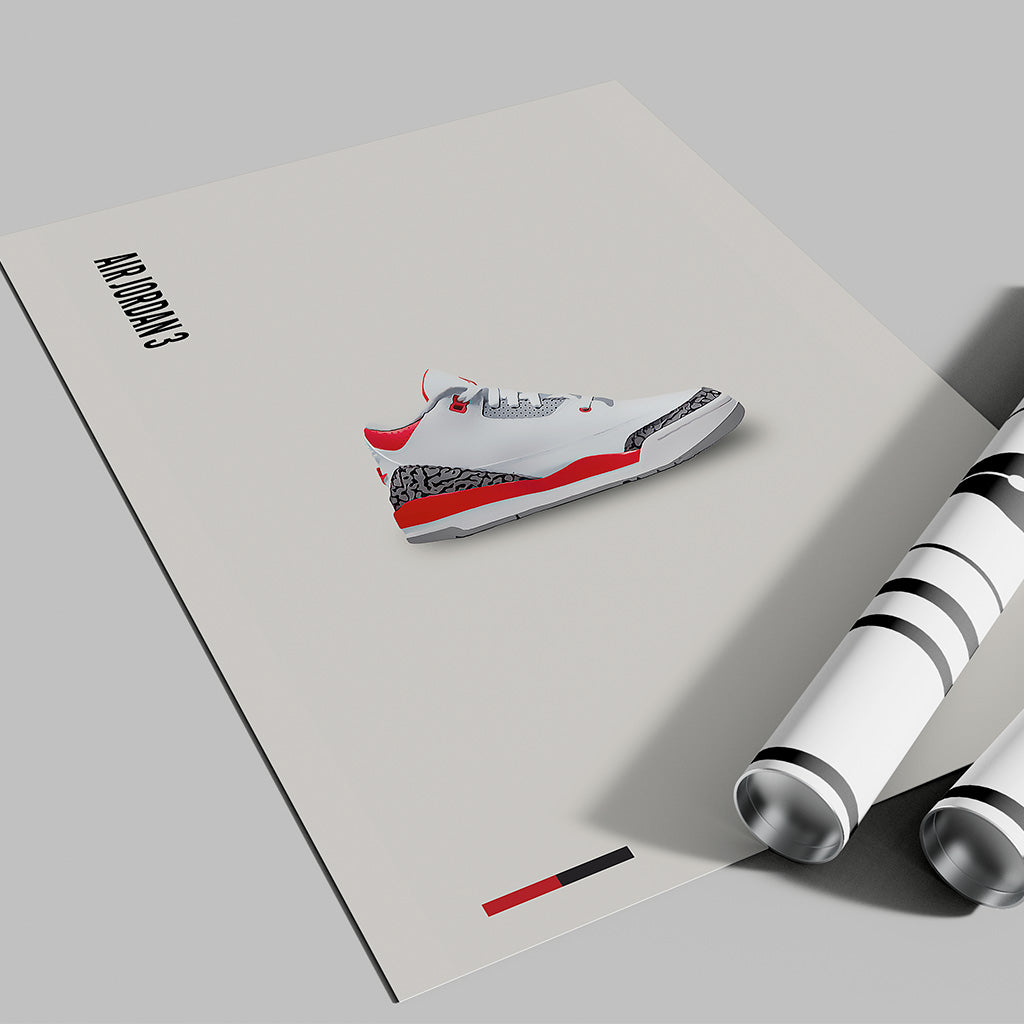 Air Jordan 3 Elephant Print Poster — Minimal Sneaker Art Print