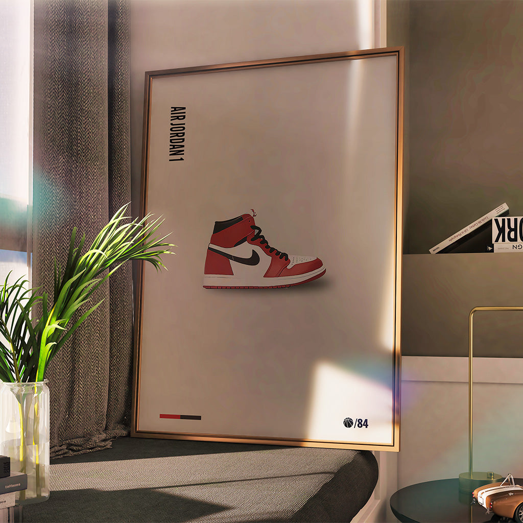 Red & White Sneaker Poster — Minimal Modern Sneaker Art Print