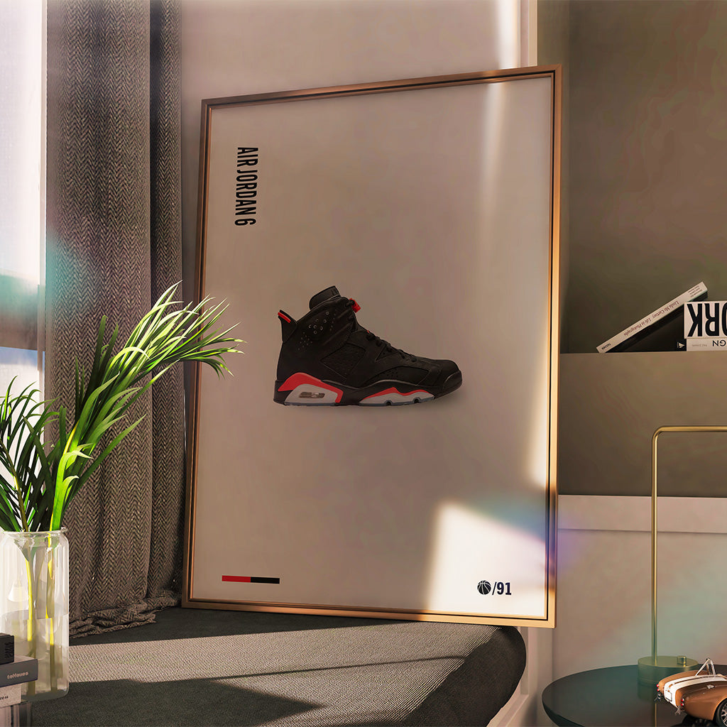 Air Jordan 6 Black Infrared Poster — Minimal Sneaker Art Print