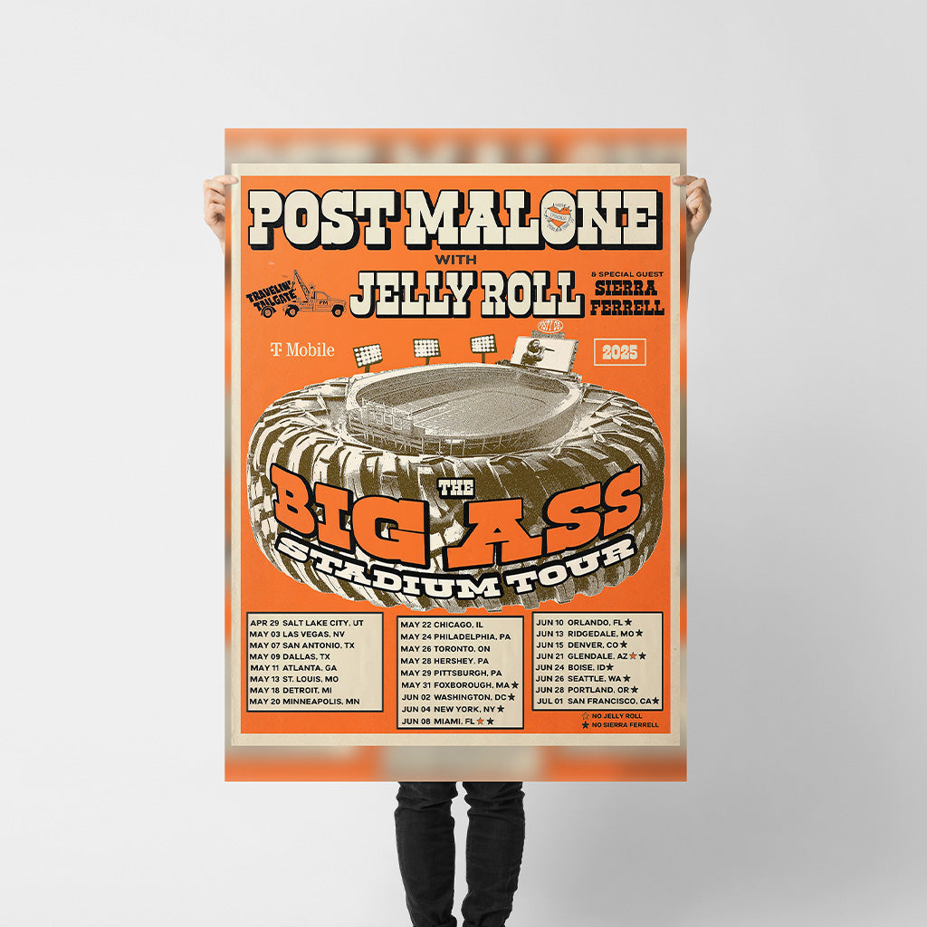 Post Malone Big Ass Stadium Tour Poster — Retro Concert Art Print