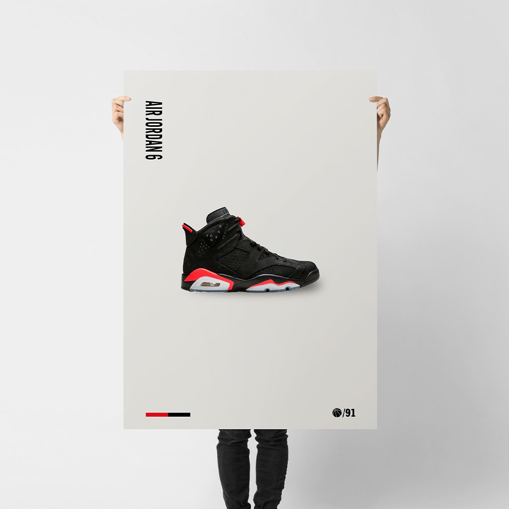 Air Jordan 6 Black Infrared Poster — Minimal Sneaker Art Print