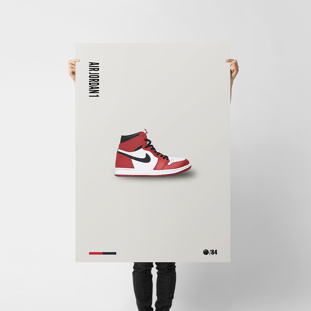 Red & White Sneaker Poster — Minimal Modern Sneaker Art Print