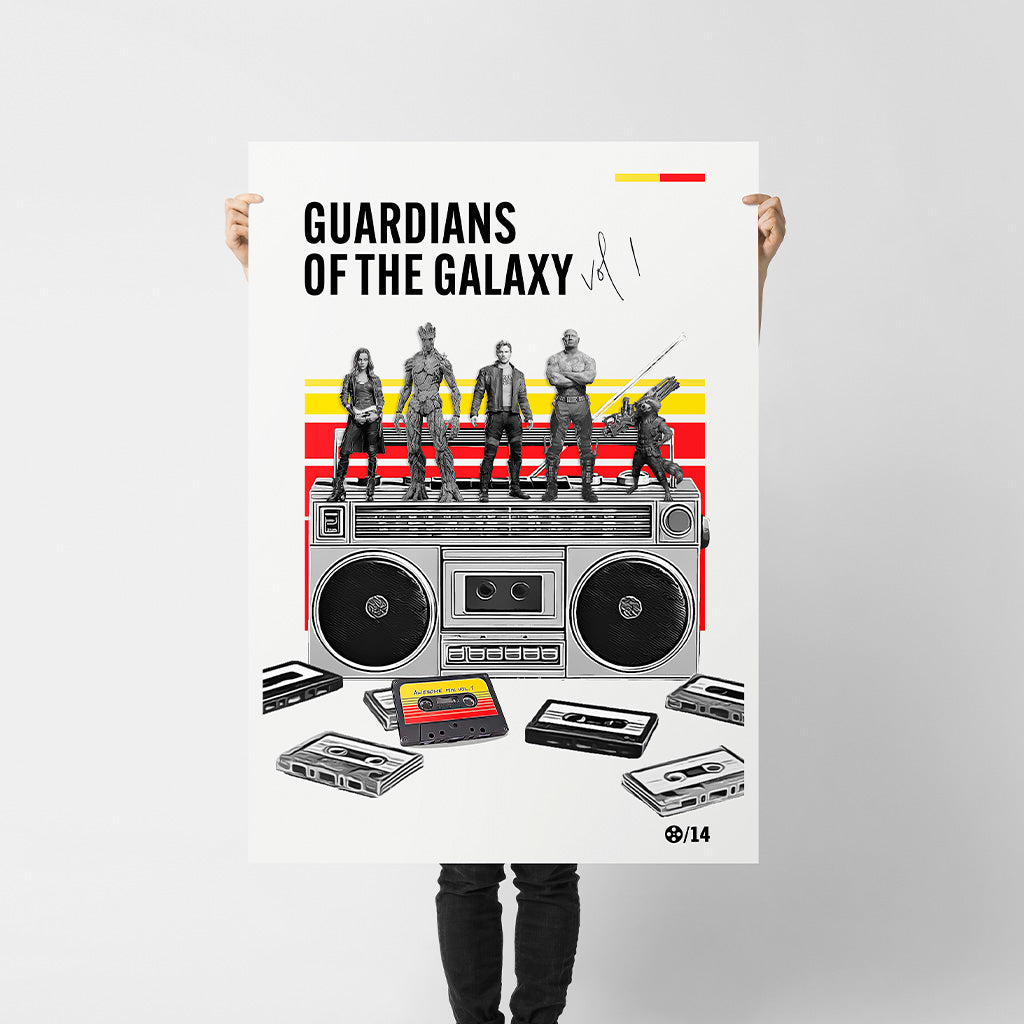 Minimal Guardians of the Galaxy Vol. 1 Art Print — Retro Cassette & Boombox Poster | Modern Pop Culture Wall Art | 11x17, 12x18, 16x24, 20x30, 24x36