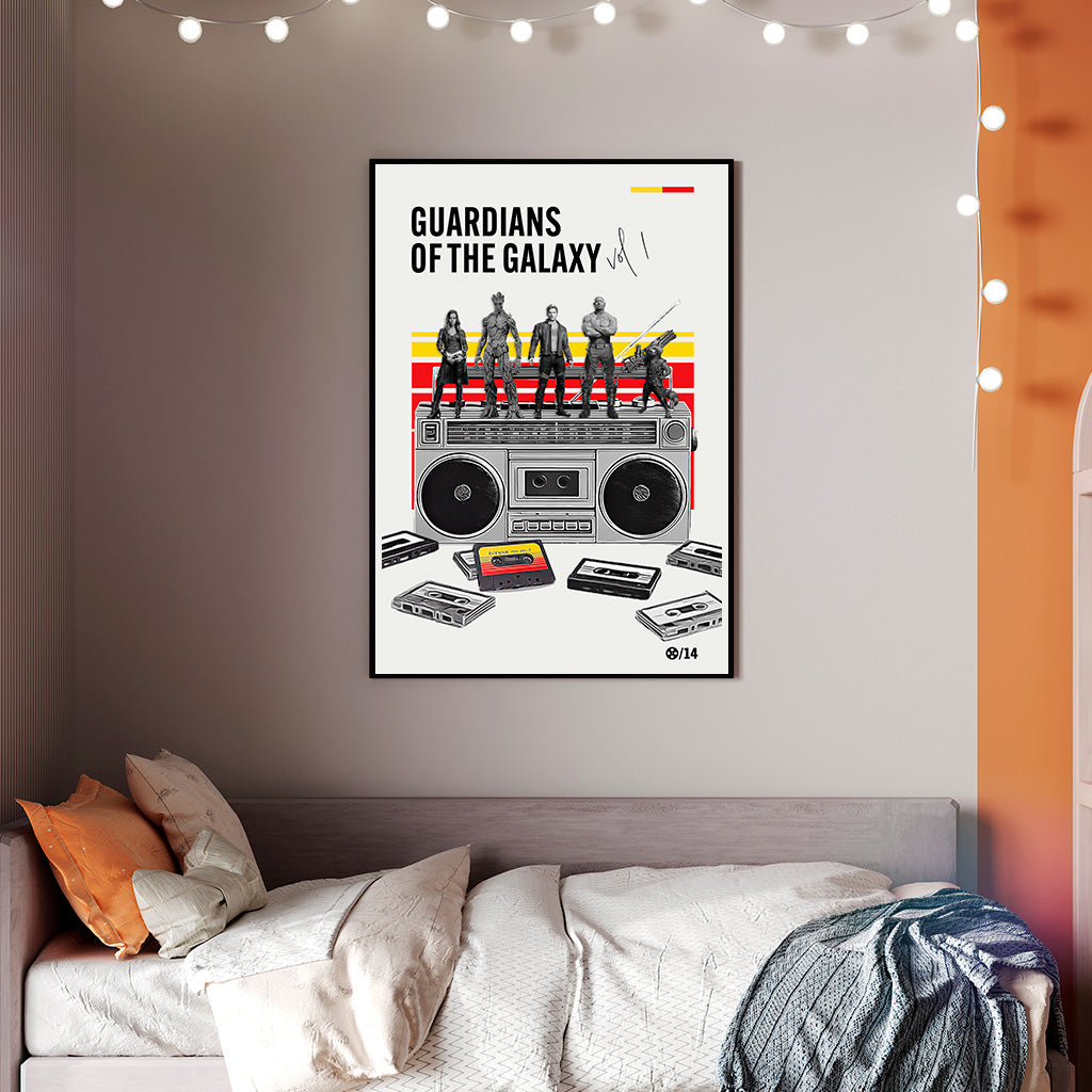 Minimal Guardians of the Galaxy Vol. 1 Art Print — Retro Cassette & Boombox Poster | Modern Pop Culture Wall Art | 11x17, 12x18, 16x24, 20x30, 24x36