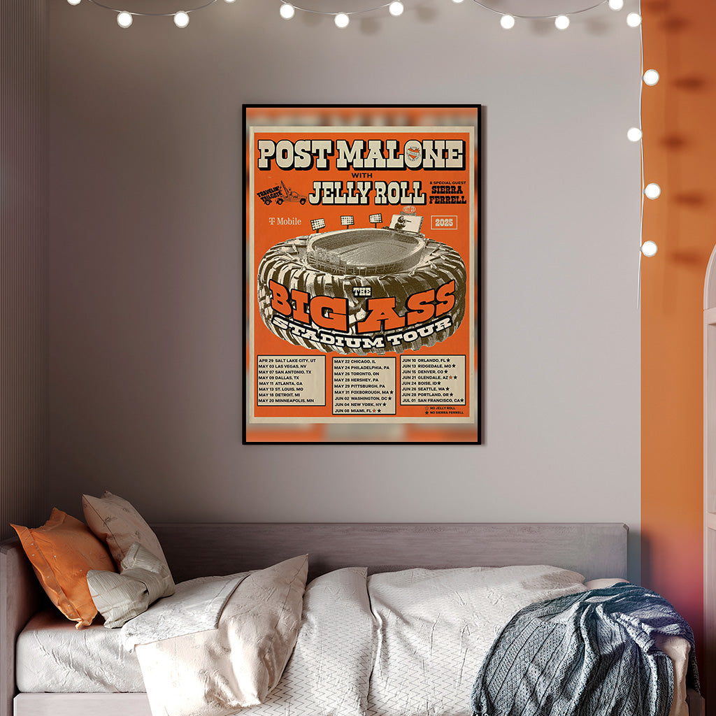 Post Malone Big Ass Stadium Tour Poster — Retro Concert Art Print