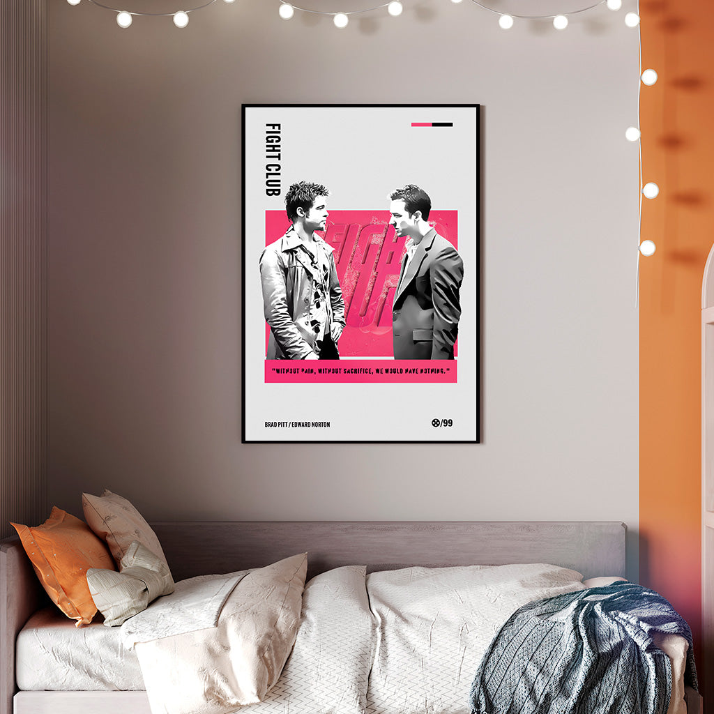 Fight Club Poster — Minimal Brad Pitt & Edward Norton Movie Art Print