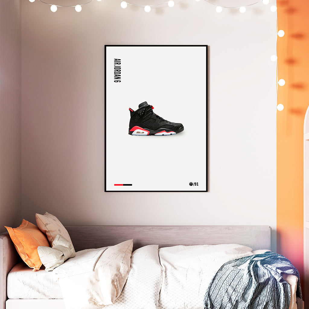 Air Jordan 6 Black Infrared Poster — Minimal Sneaker Art Print