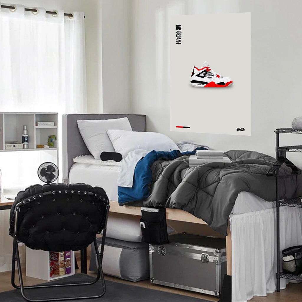 Air Jordan 4 Fire Red Poster — Minimal Sneaker Art Print