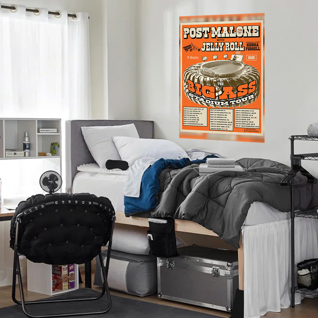 Post Malone Big Ass Stadium Tour Poster — Retro Concert Art Print
