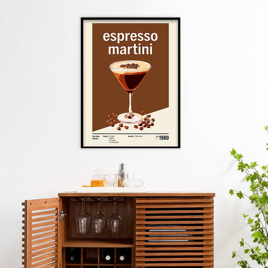 Minimal Espresso Martini Art Print — Modern Cocktail Recipe Poster | Bar & Kitchen Wall Art | 11x17, 12x18, 16x24, 20x30, 24x36