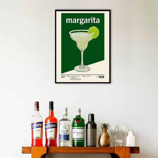 Minimal Margarita Art Print — Modern Cocktail Recipe Poster | Fresh Bar & Kitchen Wall Art | 11x17, 12x18, 16x24, 20x30, 24x36