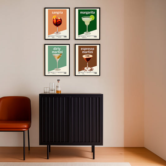 Minimal Sangria Art Print — Modern Cocktail Recipe Poster | Vibrant Bar & Kitchen Wall Art | 11x17, 12x18, 16x24, 20x30, 24x36