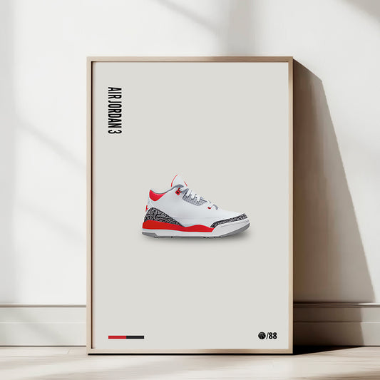 Air Jordan 3 Elephant Print Poster — Minimal Sneaker Art Print