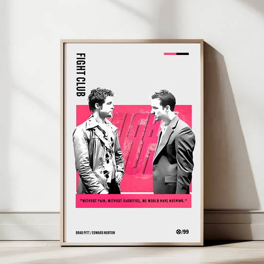 Fight Club Poster — Minimal Brad Pitt & Edward Norton Movie Art Print