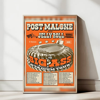 Post Malone Big Ass Stadium Tour Poster — Retro Concert Art Print