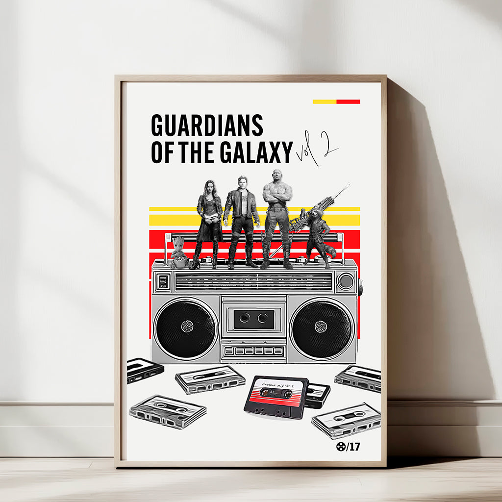 Minimal Guardians of the Galaxy Vol. 2 Art Print — Retro Cassette & Boombox Poster | Modern Pop Culture Wall Art | 11x17, 12x18, 16x24, 20x30, 24x36