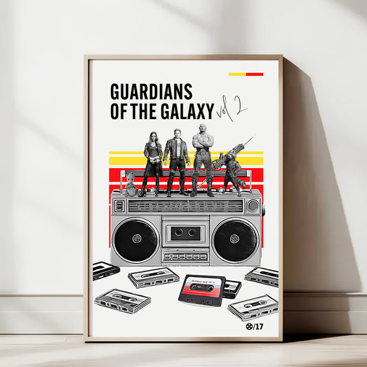 Minimal Guardians of the Galaxy Vol. 2 Art Print — Retro Cassette & Boombox Poster | Modern Pop Culture Wall Art | 11x17, 12x18, 16x24, 20x30, 24x36