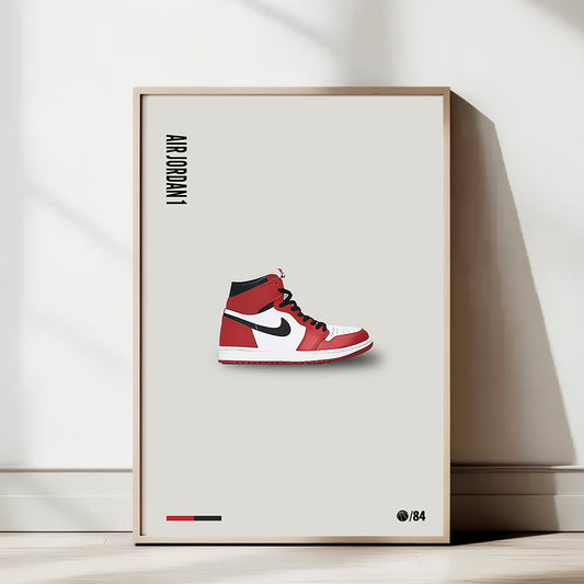 Red & White Sneaker Poster — Minimal Modern Sneaker Art Print