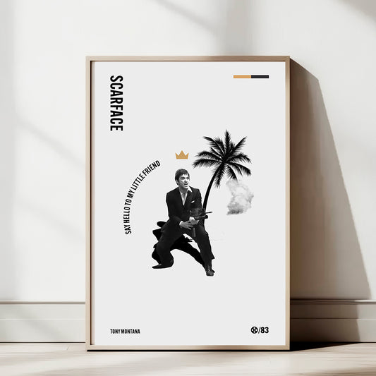 Minimal Scarface Art Print — Tony Montana "Say Hello to My Little Friend" Movie Poster | Urban Wall Art | 11x17, 12x18, 16x24, 20x30, 24x36