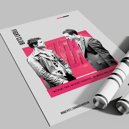 Fight Club Poster — Minimal Brad Pitt & Edward Norton Movie Art Print