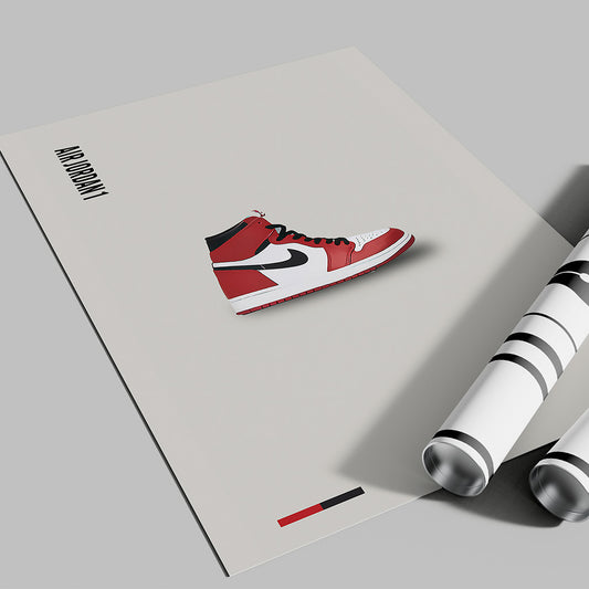 Red & White Sneaker Poster — Minimal Modern Sneaker Art Print