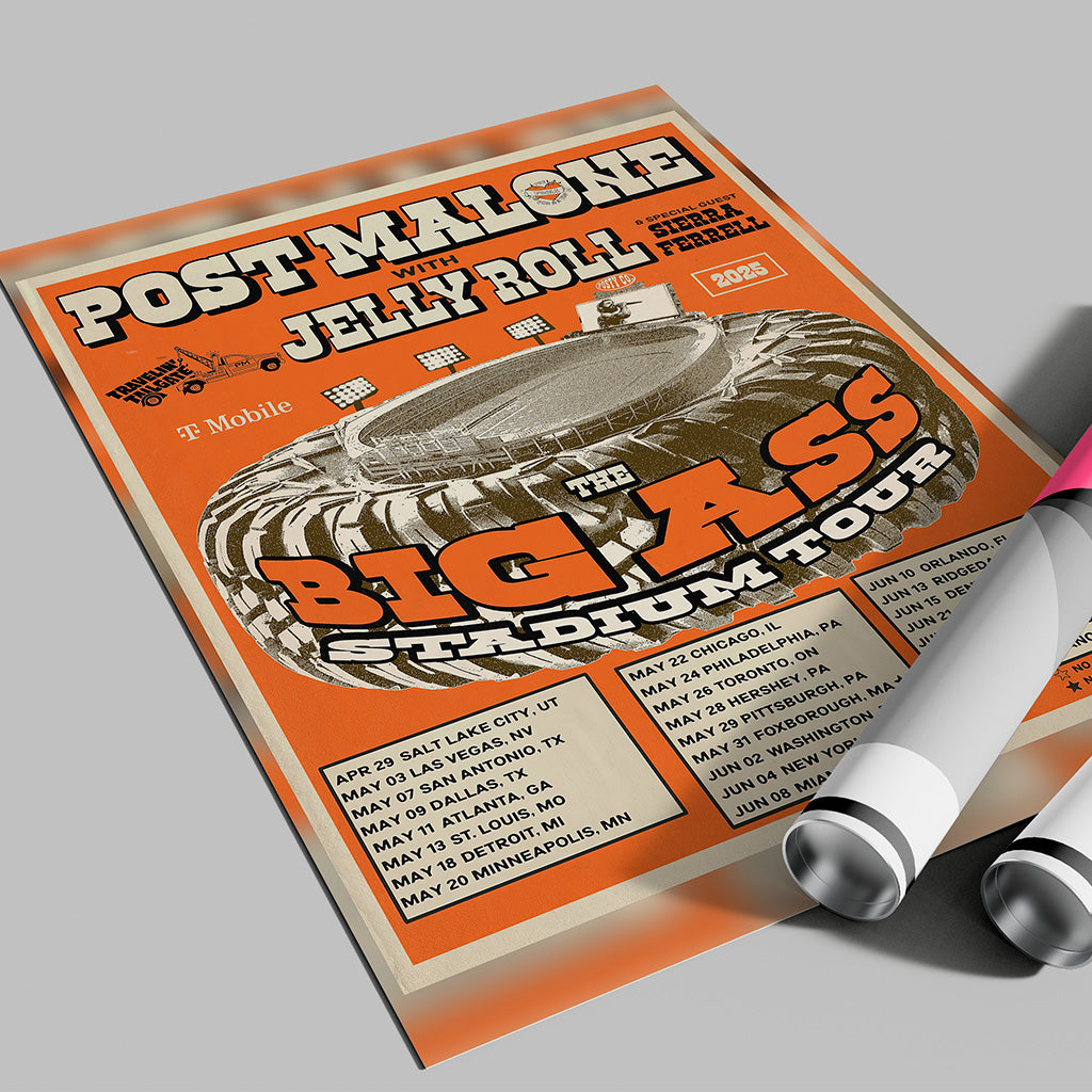 Post Malone Big Ass Stadium Tour Poster — Retro Concert Art Print