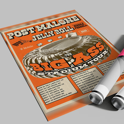 Post Malone Big Ass Stadium Tour Poster — Retro Concert Art Print