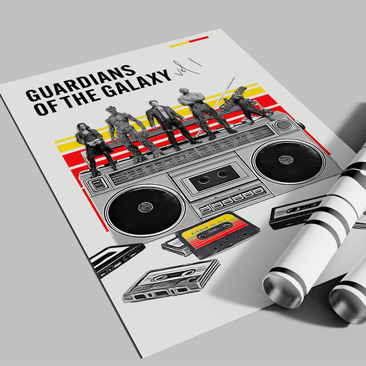 Minimal Guardians of the Galaxy Vol. 1 Art Print — Retro Cassette & Boombox Poster | Modern Pop Culture Wall Art | 11x17, 12x18, 16x24, 20x30, 24x36