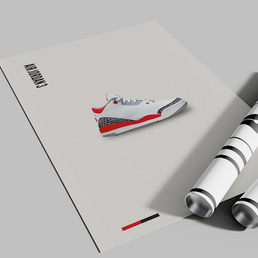 Air Jordan 3 Elephant Print Poster — Minimal Sneaker Art Print
