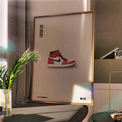 Red & White Sneaker Poster — Minimal Modern Sneaker Art Print