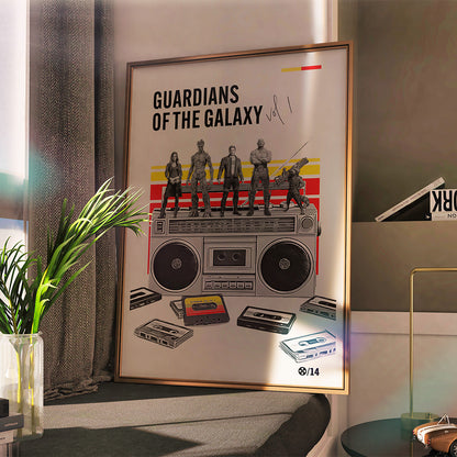Minimal Guardians of the Galaxy Vol. 1 Art Print — Retro Cassette & Boombox Poster | Modern Pop Culture Wall Art | 11x17, 12x18, 16x24, 20x30, 24x36