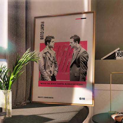 Fight Club Poster — Minimal Brad Pitt & Edward Norton Movie Art Print