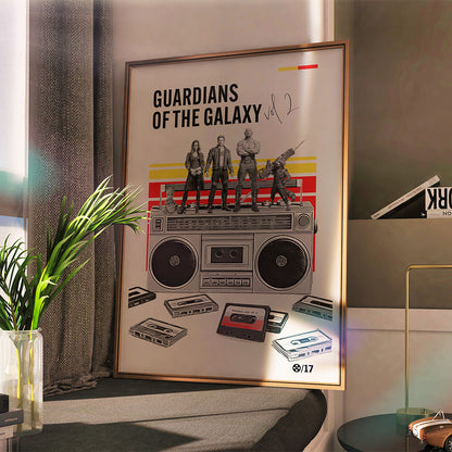 Minimal Guardians of the Galaxy Vol. 2 Art Print — Retro Cassette & Boombox Poster | Modern Pop Culture Wall Art | 11x17, 12x18, 16x24, 20x30, 24x36
