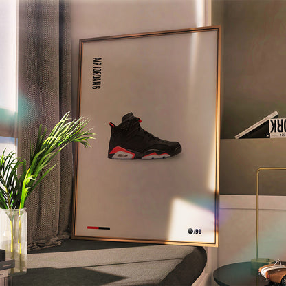Air Jordan 6 Black Infrared Poster — Minimal Sneaker Art Print