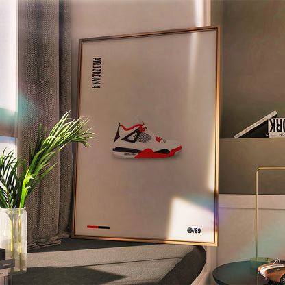 Air Jordan 4 Fire Red Poster — Minimal Sneaker Art Print