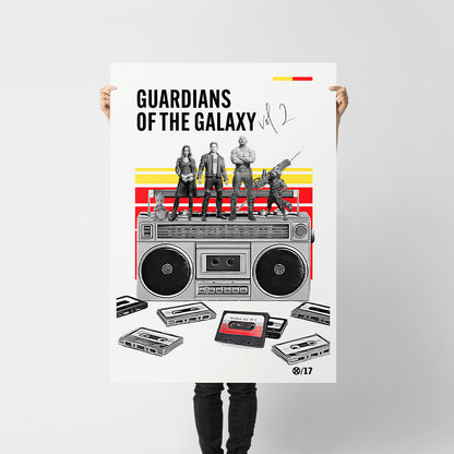 Minimal Guardians of the Galaxy Vol. 2 Art Print — Retro Cassette & Boombox Poster | Modern Pop Culture Wall Art | 11x17, 12x18, 16x24, 20x30, 24x36