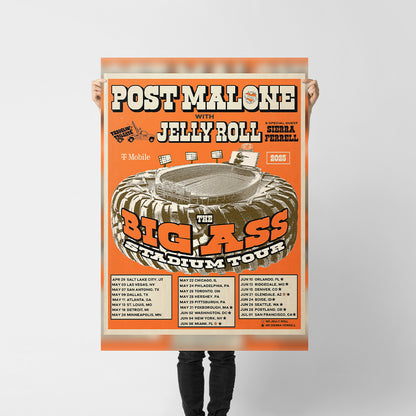 Post Malone Big Ass Stadium Tour Poster — Retro Concert Art Print