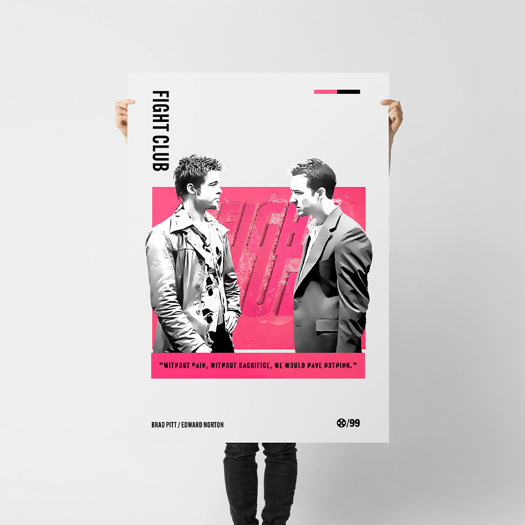 Fight Club Poster — Minimal Brad Pitt & Edward Norton Movie Art Print