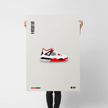 Air Jordan 4 Fire Red Poster — Minimal Sneaker Art Print