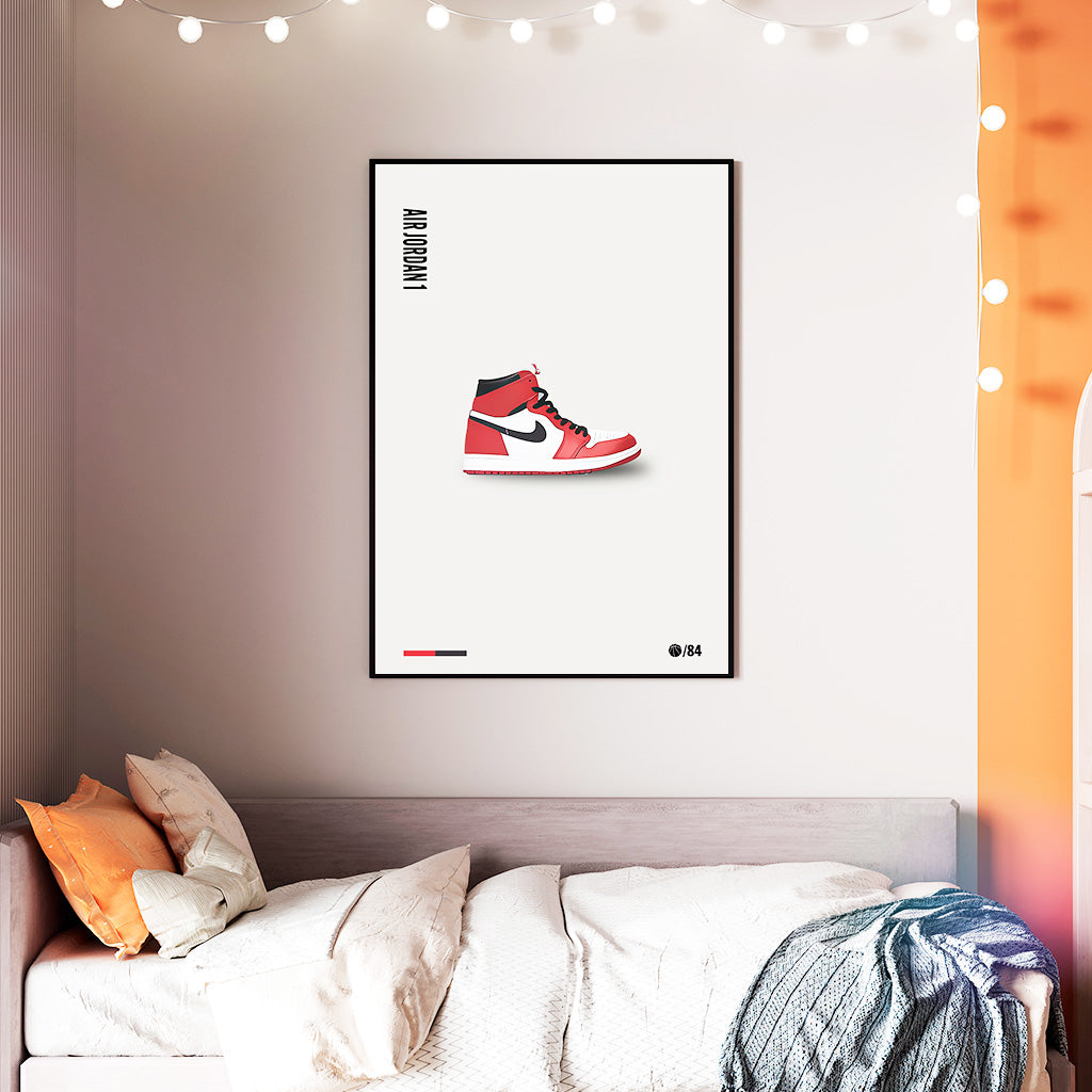 Red & White Sneaker Poster — Minimal Modern Sneaker Art Print