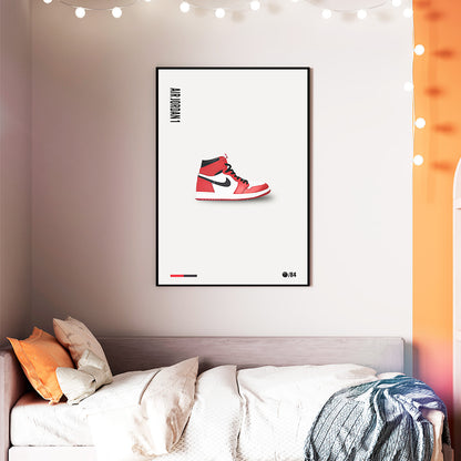 Red & White Sneaker Poster — Minimal Modern Sneaker Art Print