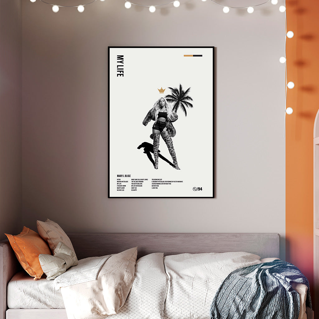 Minimal Mary J. Blige My Life Art Print — R&B Album Tribute Poster | Modern Music Wall Art | 11x17, 12x18, 16x24, 20x30, 24x36